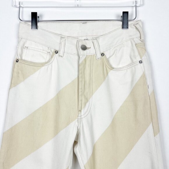 H&M Studio Collection Straight Slim Jeans. Light Beige Striped. Size 2 - Picture 3 of 15